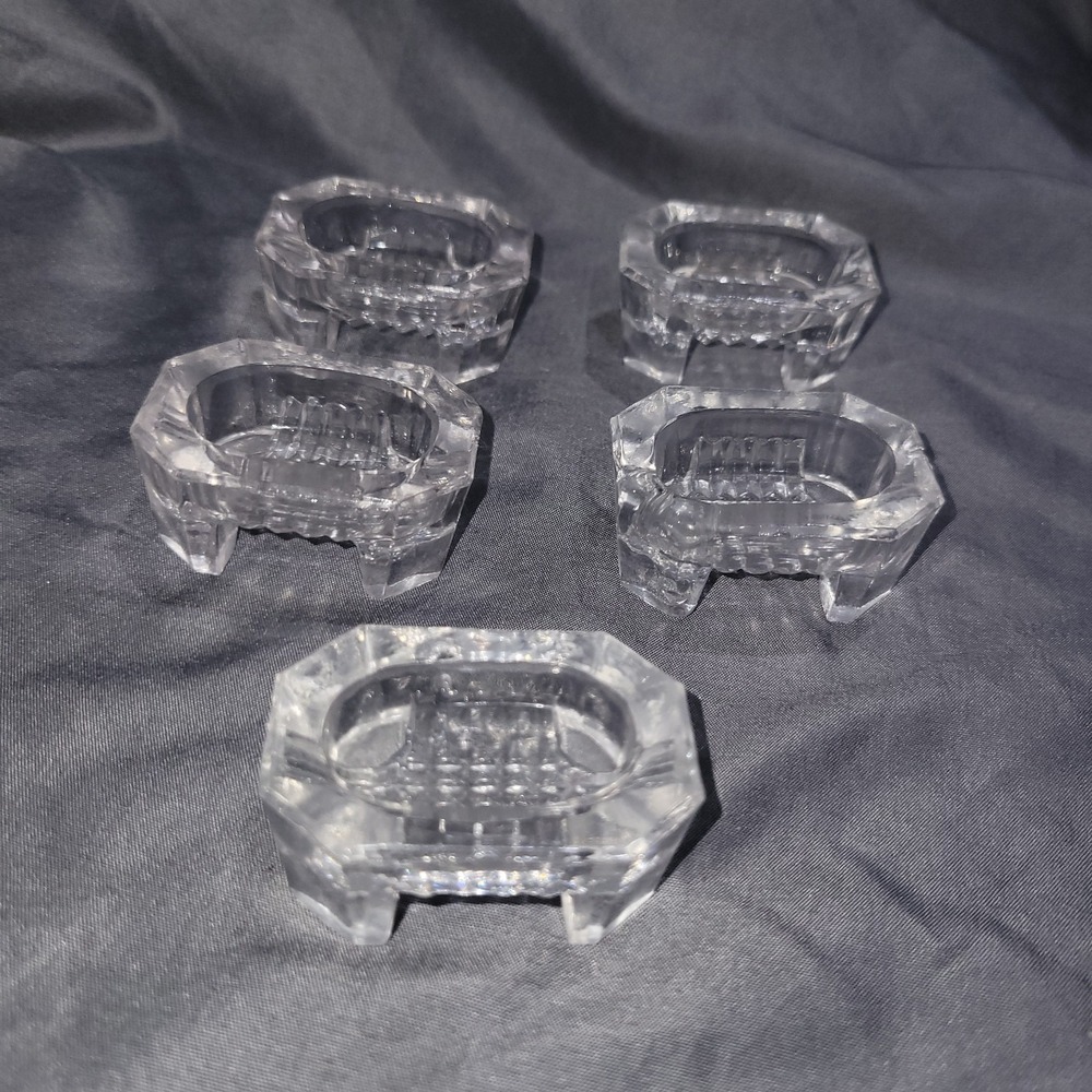 2"x1.5"x1" Set of 5 Open Salt Cellars Vintage Clear Cut Glass